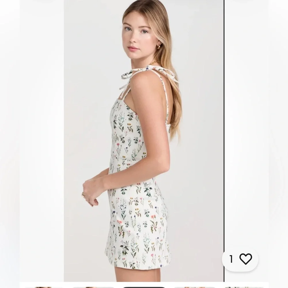 Alice + Olivia Jensen Floral Denim Spaghetti Strap Mini Dress Sz 4 - Picture 14 of 16